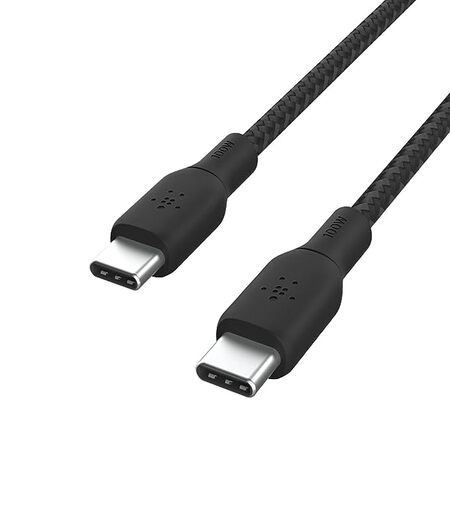 Belkin USB-C to USB-C Fast Charging PD supports up to 100W Charge and Sync Ultra Flexible Silicone, Double Nylon Braided Cable, USB-IF Certified 6.6 feet (2 meters) – Black