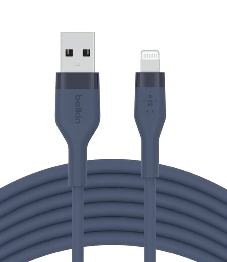 Belkin Apple Certified Lightning to USB Charge and Sync Flexible Silicone Cable for iPhone, iPad, Air Pods, 3.3 feet (1 meters)