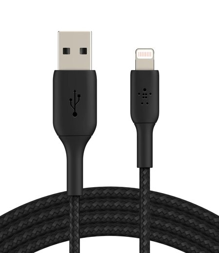 Belkin Apple Certified Lightning to USB A and Sync Tough Braided Cable for iPhone, iPad, Air Pods, 6.6 feet (2 meters)