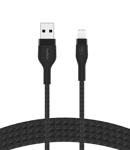 Belkin Apple Certified Lightning To Usb Charge And Sync Flexible Silicone, Double Nylon Braided Cable For Iphone, Ipad, Air Pods, Smartphone 3.3 Feet (1 Meters)