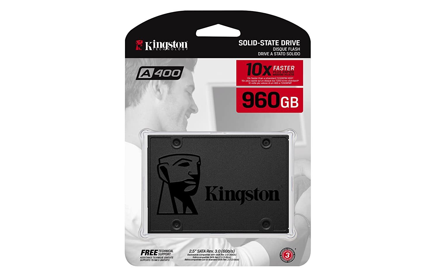 Kingston SSDNow A400 960GB, 2.5 inch Internal Solid State Drive (SSD) Limited 3-year warranty with free technical support (SA400S37/960GIN)