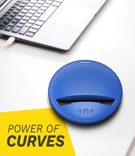 Corseca MuDisc 5W Portable Wireless Bluetooth Deep Bass Stereo Speaker with Mic FM Radio SD Card and Integrated Mobile Rest Stand, Blue