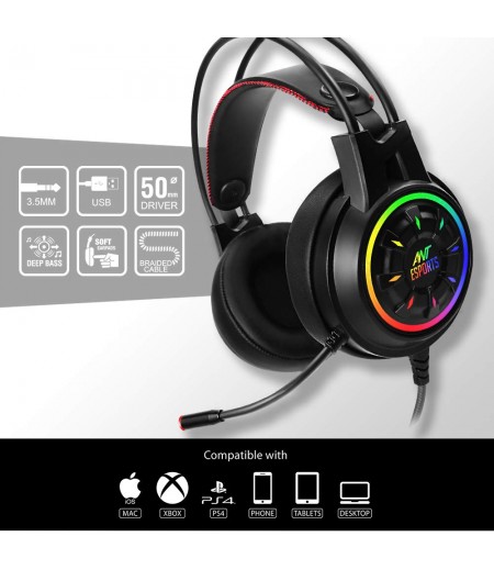 Ant Esports H707 HD RGB LED Gaming Headset with Mic