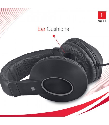 iBall EarWear Rock, Pitch Perfect Sound, Over-Ear Wired Headphones with Mic, Black & Grey