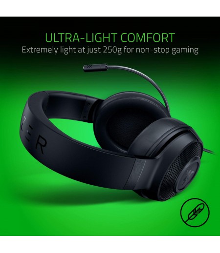 Razer Kraken X Ultralight Gaming Headset: 7.1 Surround Sound - Matte Black