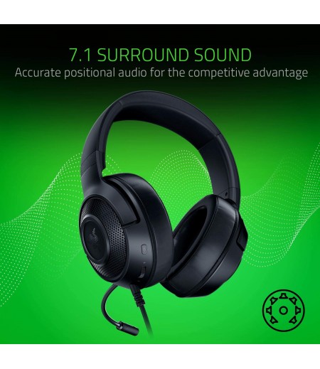 Razer Kraken X Ultralight Gaming Headset: 7.1 Surround Sound - Matte Black