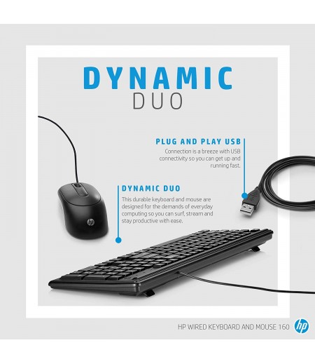 HP Wired Keyboard and Mouse 160 (6HD76AA)