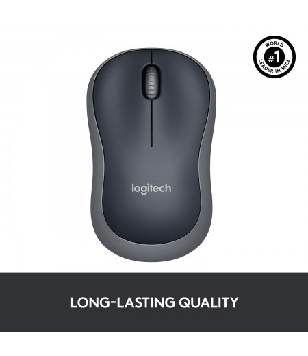 Logitech M185 Wireless Mouse USB for PC Windows, Mac and Linux, Grey with Ambidextrous Design-Black