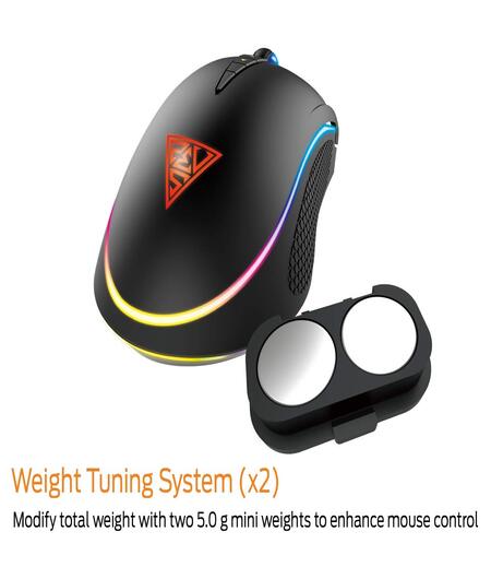 GAMDIAS Optical Gaming Mouse with Double RGB Streaming Light, Hera Software Supported, 8 Programmable Keys, Adjustable 1200 up to 10800 DPI, Weight Tunning System and Gaming Mouse Mat (Zeus M2)