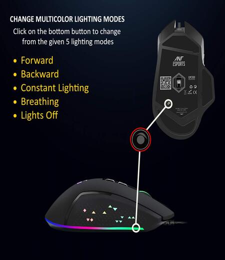 Ant Esports GM300 RGB Gaming Mouse with Optical Sensor 1000 Hz Polling Rate 4800 Dpi for FPS and MOBA Games - Black (GM 300)