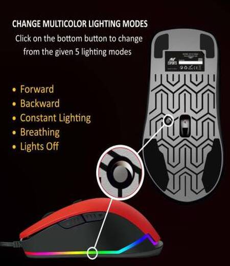 Ant Esports GM100 RGB Gaming  Mouse with Optical Sensor 1000 Hz Wired Optical Gaming Mouse  (USB 3.0, Red)