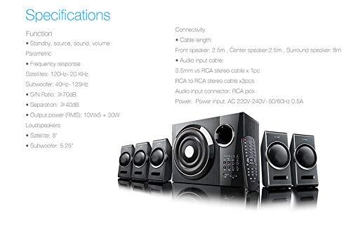 F&D F3000X 80W 5.1 Bluetooth Multimedia Speaker - Black