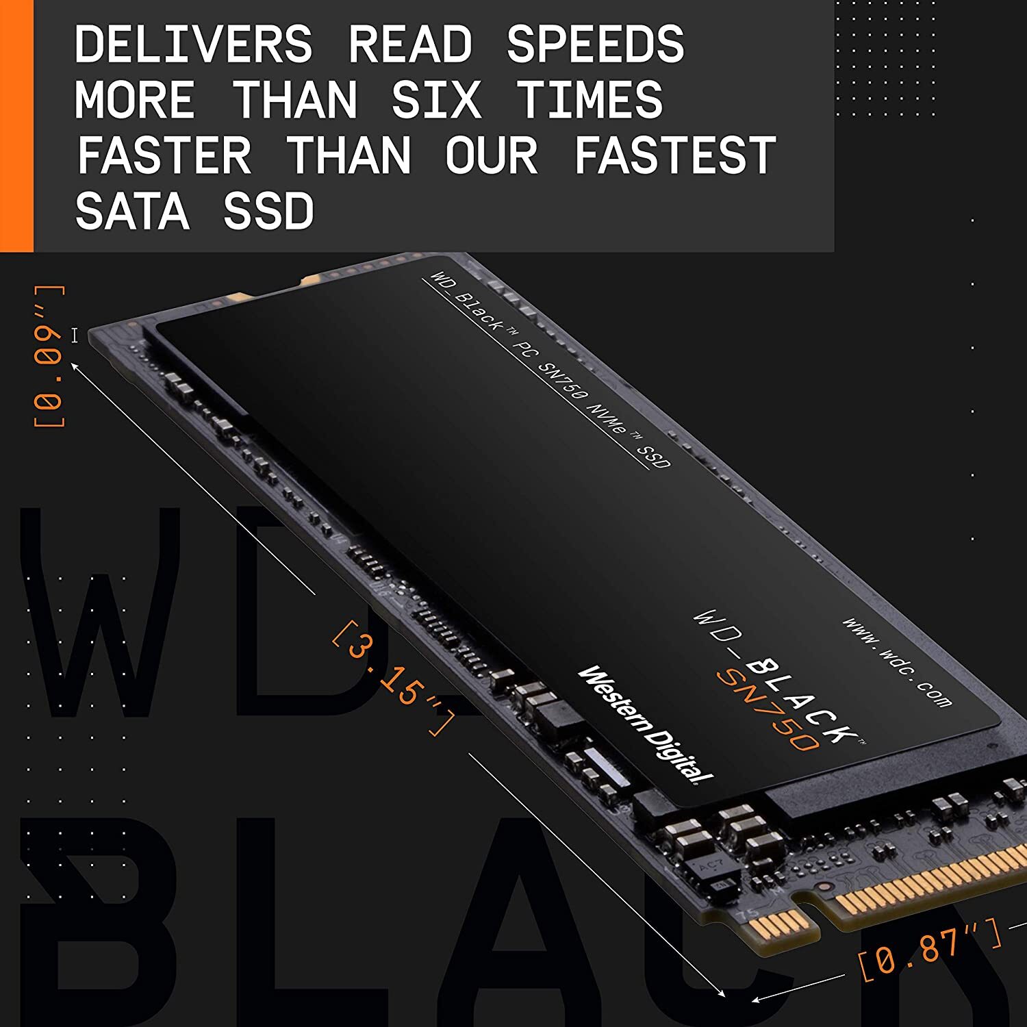Western Digital WD Black PCIe NVMe SSD, 3430MB/s R, 2600MB/s W, 5 Y Warranty, 500GB