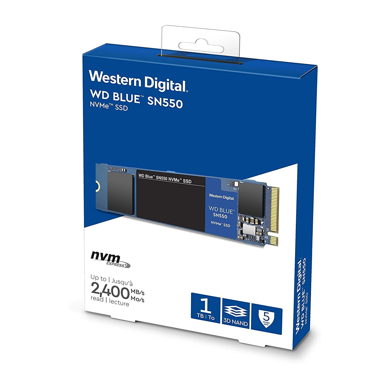 WD Blue SN550 1TB NVMe Internal SSD - 2400MB/s R, 1950MB/s W, 5Y Warranty (WDBA3V0010BNC-WRSN)
