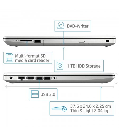 HP 15 Core i3 7th gen 15.6-inch Laptop (4GB/1TB HDD/Windows 10 Home/Natural Silver/2.04 kg), 15-DA0326TU-M000000000121 www.mysocially.com