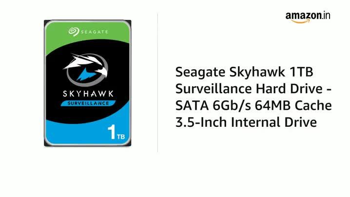 Seagate Skyhawk 1 TB Surveillance Internal Hard Drive HDD, 3.5 Inches SATA 6 Gb/s 64 MB Cache for DVR NVR Security Camera System (ST1000VX005)