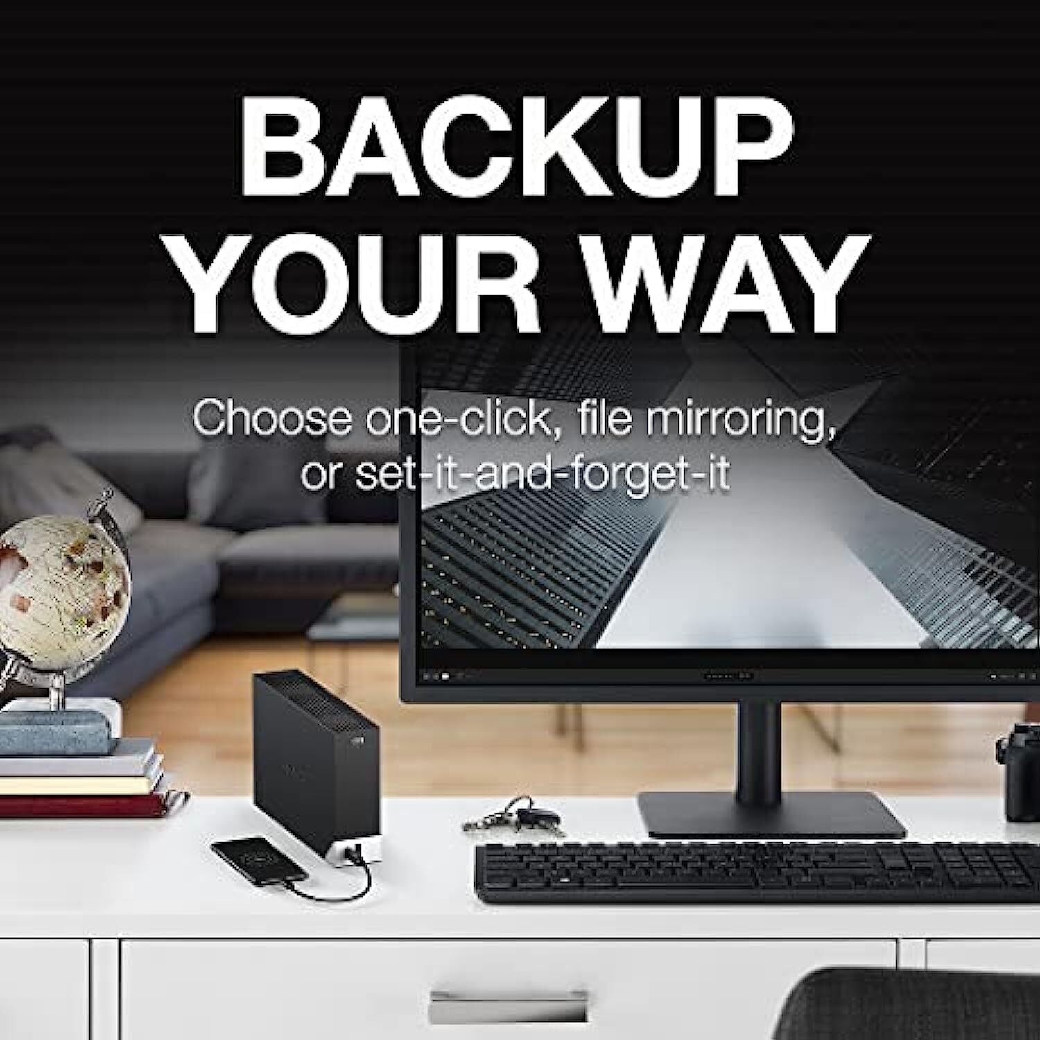 Seagate One Touch Hub 8TB Desktop External HDD USB-C & USB 3.0 Port, with 3 yr Data Recovery Services, for Computer PC Laptop Mac, 4 Months Adobe Photography Plan (STLC8000400), Black