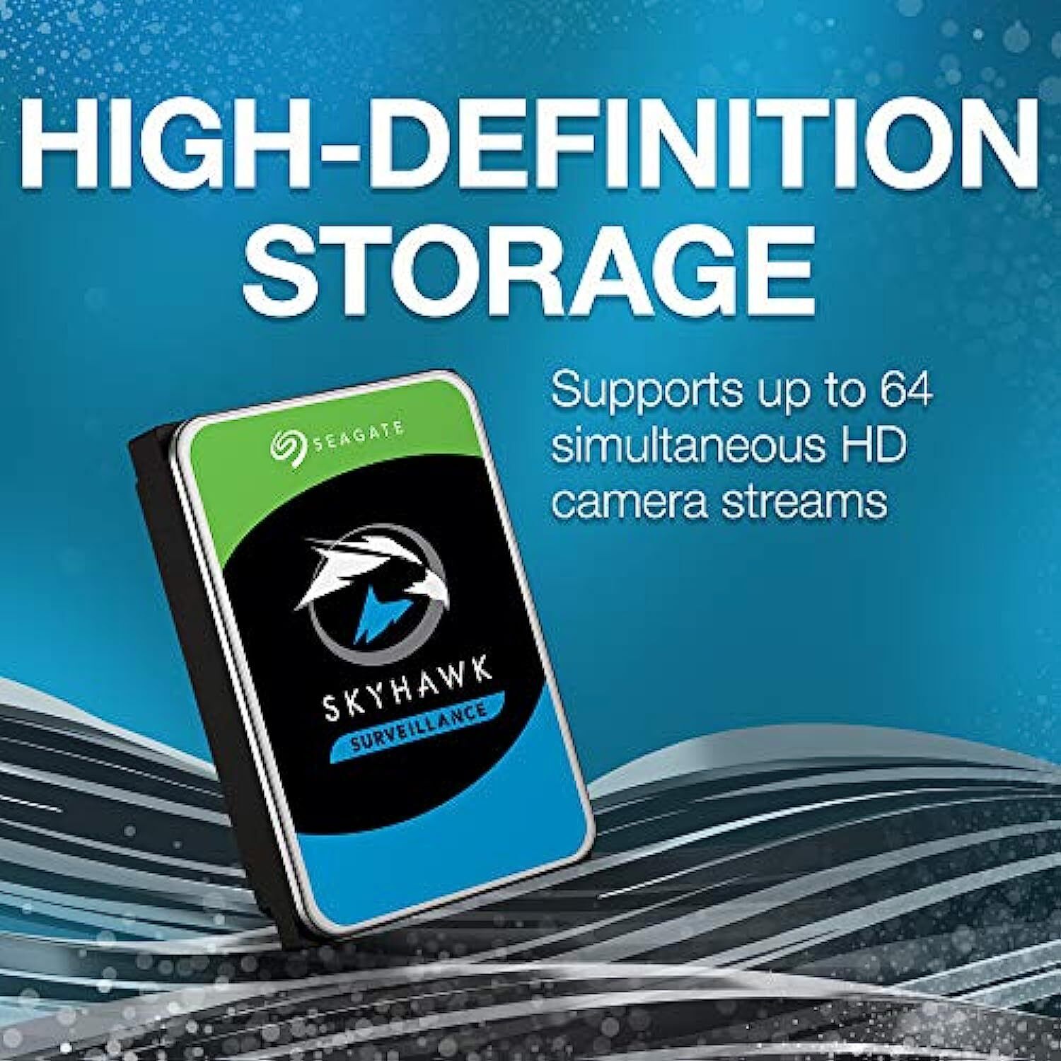 Seagate Skyhawk 8TB Surveillance Internal Hard Drive HDD – 3.5 Inch SATA 6Gb/s 256MB Cache for DVR NVR Security Camera System with Drive Health Management (ST8000VX0022)