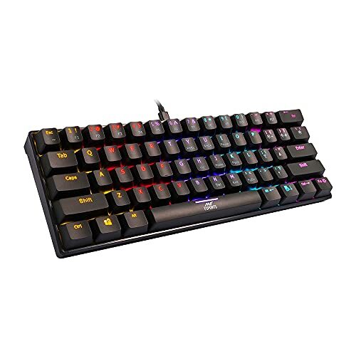 Ant Esports MK1200 Mini Wired Mechanical Gaming Keyboard with RGB Backlit Lighting and 60% Compact Form Factor - Red Switch