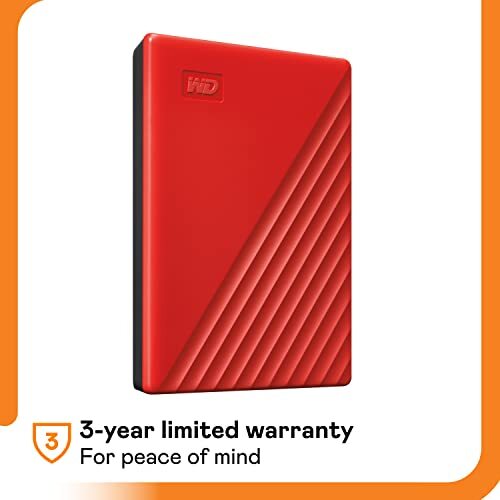 Western Digital WD 4TB My Passport Portable Hard Disk Drive, USB 3.0 with  Automatic Backup, 256 Bit AES Hardware Encryption,Password Protection,Compatible with Windows and Mac, External HDD-Red