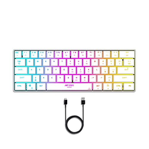 Ant Esports MK1500 Mini 60% Pro RGB  Wireless Gaming Keyboard with Membrane Switches for PC / Mobile / Tablets / Laptop / TVs- White
