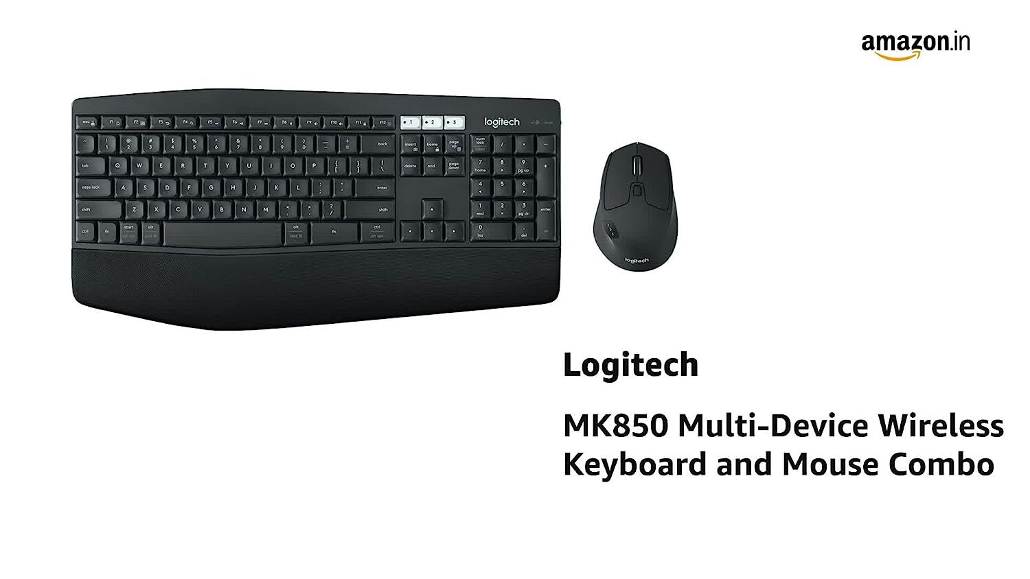 Logitech MK850 Multi-Device Wireless Keyboard and Mouse Set, 2.4GHz Wireless & Bluetooth, Curved Keyframe , 12 Programmable Keys, 3-Year Battery Life, PC/Mac