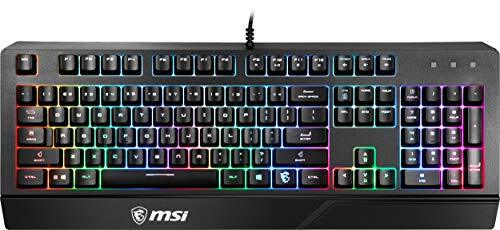 MSI Vigor GK20 US Backlit RGB Wired Dedicated Hotkeys Anti-Ghosting Water Resistant Gaming Keyboard Black