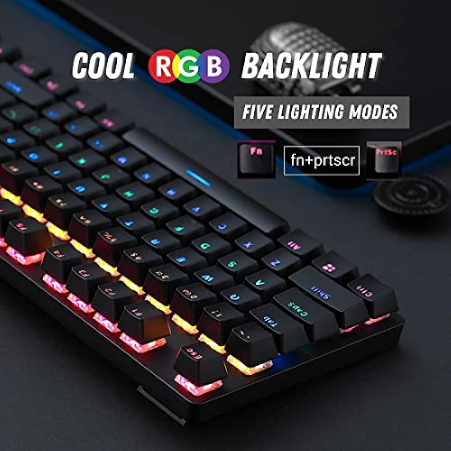 Rapoo V500 PRO Full Size RGB Mechanical Gaming Keyboard -Spill Resistant, Anti-Ghosting, Conflict Free Design, Compatible with Windows, macOS - Black
