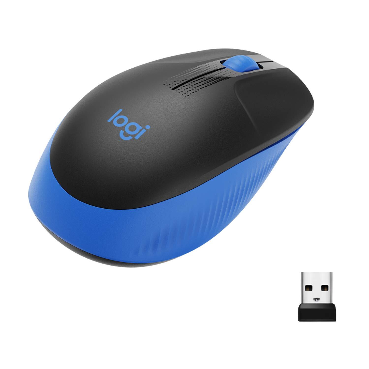 Logitech M190 Wireless Mouse,Full Size Ambidextrous Curve Design, 18-Month Battery with Power Saving Mode, USB Receiver, Precise Cursor Control + Scrolling, Wide Scroll Wheel, Scooped Buttons -Blue