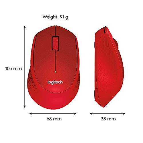 Logitech M331 Silent Plus Wireless Mouse, 2.4GHz with USB Nano Receiver, 1000 DPI Optical Tracking, 3 Buttons, 24 Month Life Battery, PC/Mac/Laptop - Red