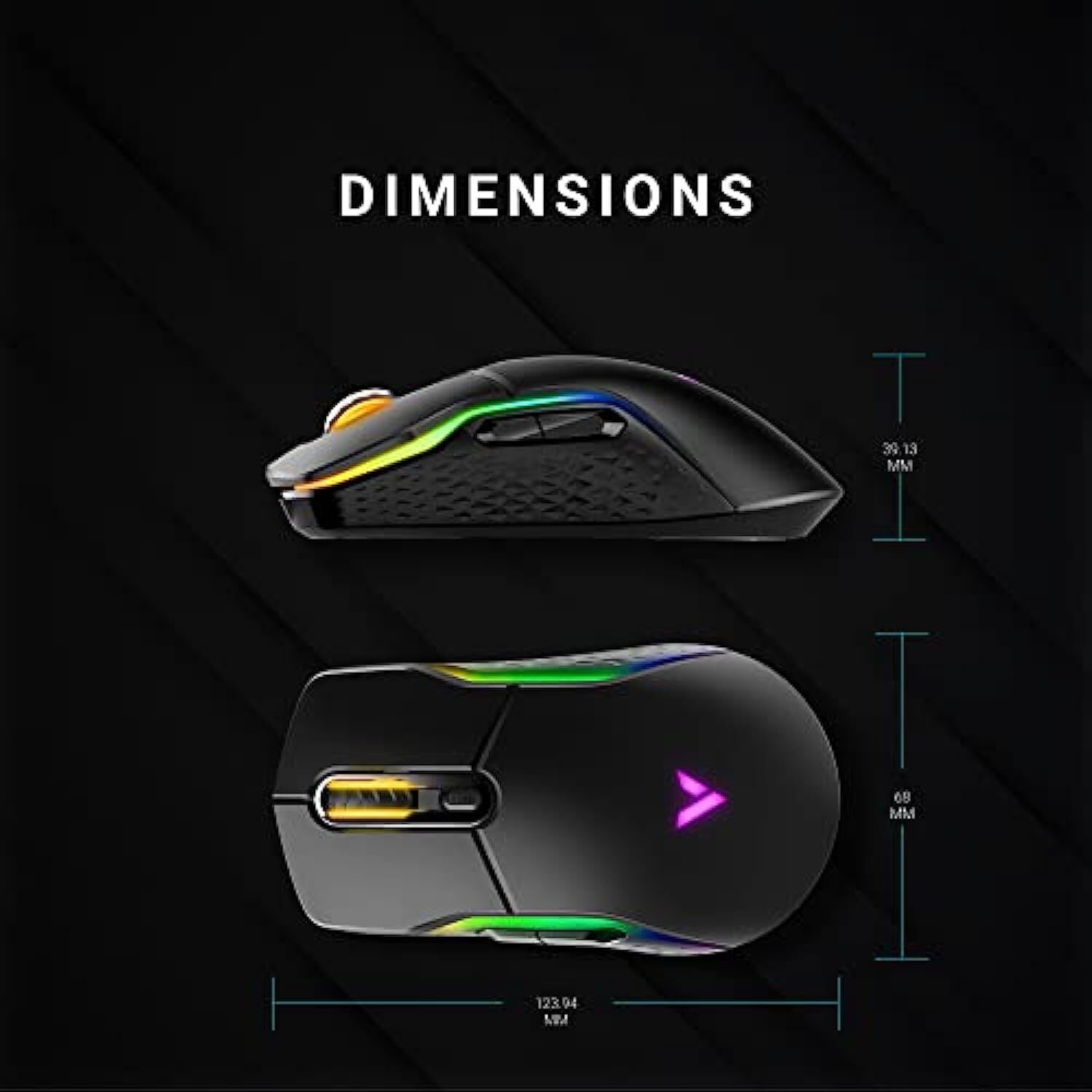 RAPOO VT200 Wired/Wireless Optical Gaming Mouse with Ergonomic Design, 5000 DPI, 7 Programmable Buttons, 1000Hz USB Polling Rate, Onboard Memory, RGB Backlight & Braided Cable.