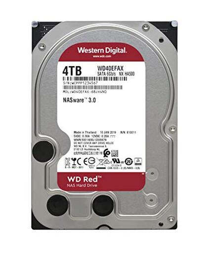 Western Digital WD Red 4TB NAS Internal Hard Drive - 5400 RPM Class, SATA 6 Gb/s, 256 MB Cache, 3.5"