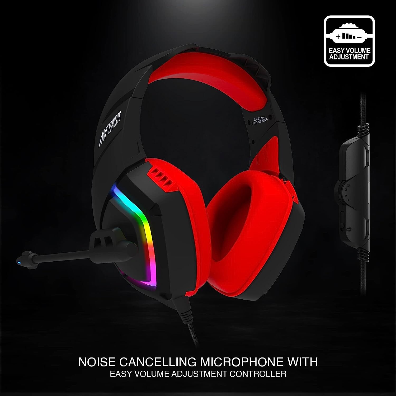 Ant Esports H530 Multi-Platform Pro RGB Gaming Headsetfor PC / PS4 / PS5 / Xbox One / Switch1 with mic, Black Red