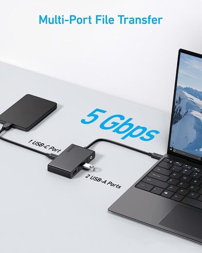 Anker USB C Hub, 332 USB-C Hub (5-in-1, 4K HDMI) with 100W Power Delivery, 4K@30Hz HDMI Display, 5Gbps USB-C and USB-A Data Ports for MacBook, iPad, Lenovo, Dell, HP Laptops, and More (Black)