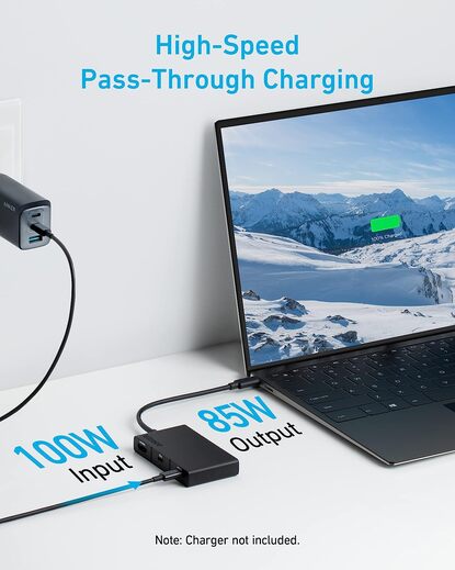 Anker USB C Hub, 332 USB-C Hub (5-in-1, 4K HDMI) with 100W Power Delivery, 4K@30Hz HDMI Display, 5Gbps USB-C and USB-A Data Ports for MacBook, iPad, Lenovo, Dell, HP Laptops, and More (Black)