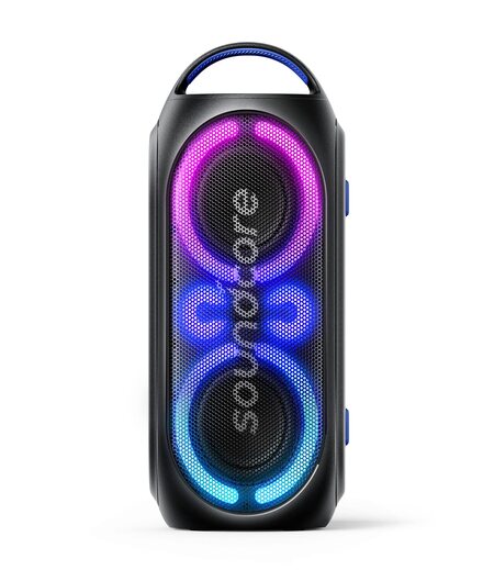 Anker soundcore Rave Party 2 Portable Speaker, 120W Stereo Sound, PartyCast 2.0, Light Show, IPX4 Water-Resistant, 16H Playtime, Mic Input, Custom EQ & Bass Up for Party, Tailgating, Backyard, Pool