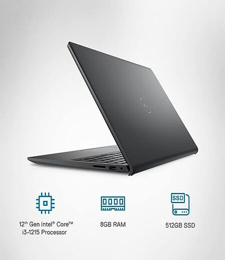 Dell Inspiron 3520 Laptop,12th Gen Intel Core i3-1215, Windows 11 + MSO'21, McAfee 15 Months, 8GB, 512GB SSD, 15.6" (39.62Cms) 3 Sided Narrow Border Design with 120Hz FHD Display, Black, 1.65Kgs