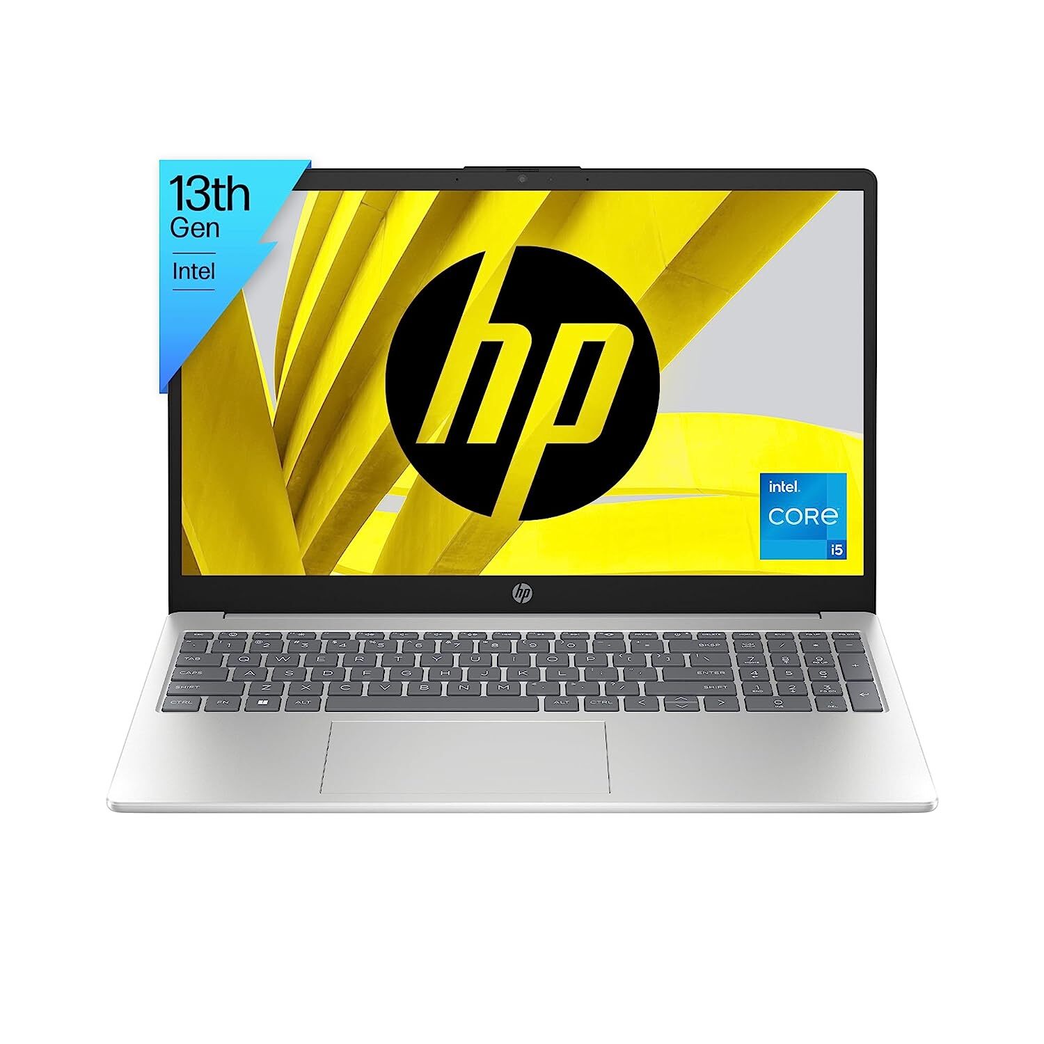 HP Laptop 15, 13th Gen Intel Core i5-1335U, 15.6-inch (39.6 cm), FHD, 8GB DDR4, 512GB SSD, Intel Iris Xe Graphics, FHD Camera w/Privacy Shutter (Win 11, MSO 2021, Silver, 1.59 kg), fd0011TU