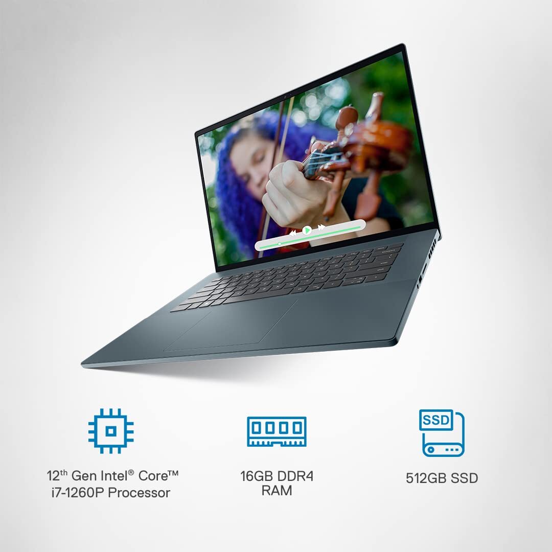 Dell Inspiron 7620 2in1 Laptop, i7-1260P, 16GB DDR4, 512GB SSD, NVIDIA MX550 (2GB GDDR6), 16" (40.64Cms) UHD+ WVA Touch 400 nits, Active Pen, Win 11+ MSO'21, Dark Green (D560906WIN9S, 2.1Kgs)