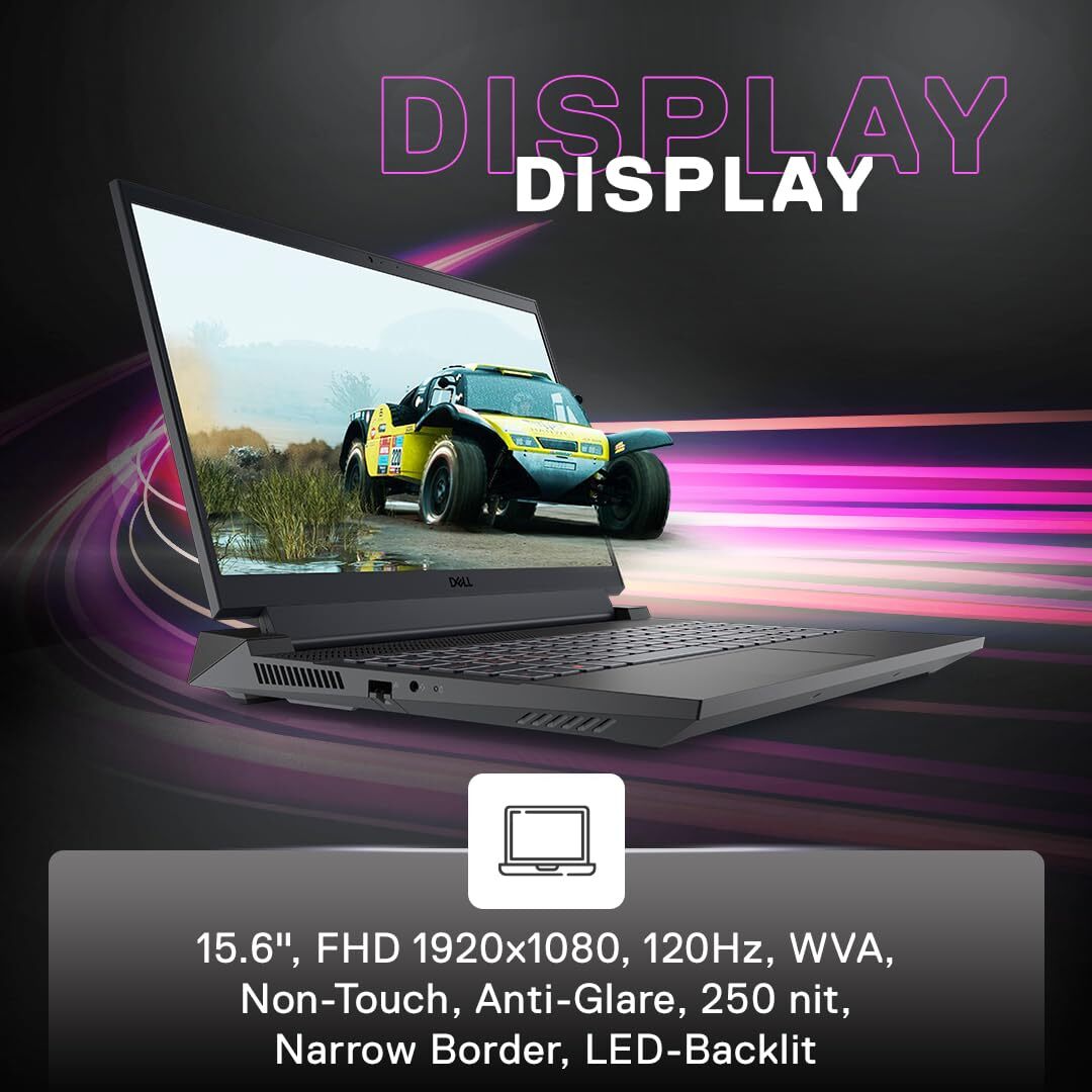 Dell G15 5520 Windows 11 Gaming Laptop, Intel i7-12700H, 16GB, 512Gb, NVIDIA RTX 3050 Ti (4GB GDDR6), 15.6" - 39.62Cms FHD WVA AG 120Hz 250 nits, Backlit KB Orange, Shadow Grey, 2.81Kgs - D560823WIN9B