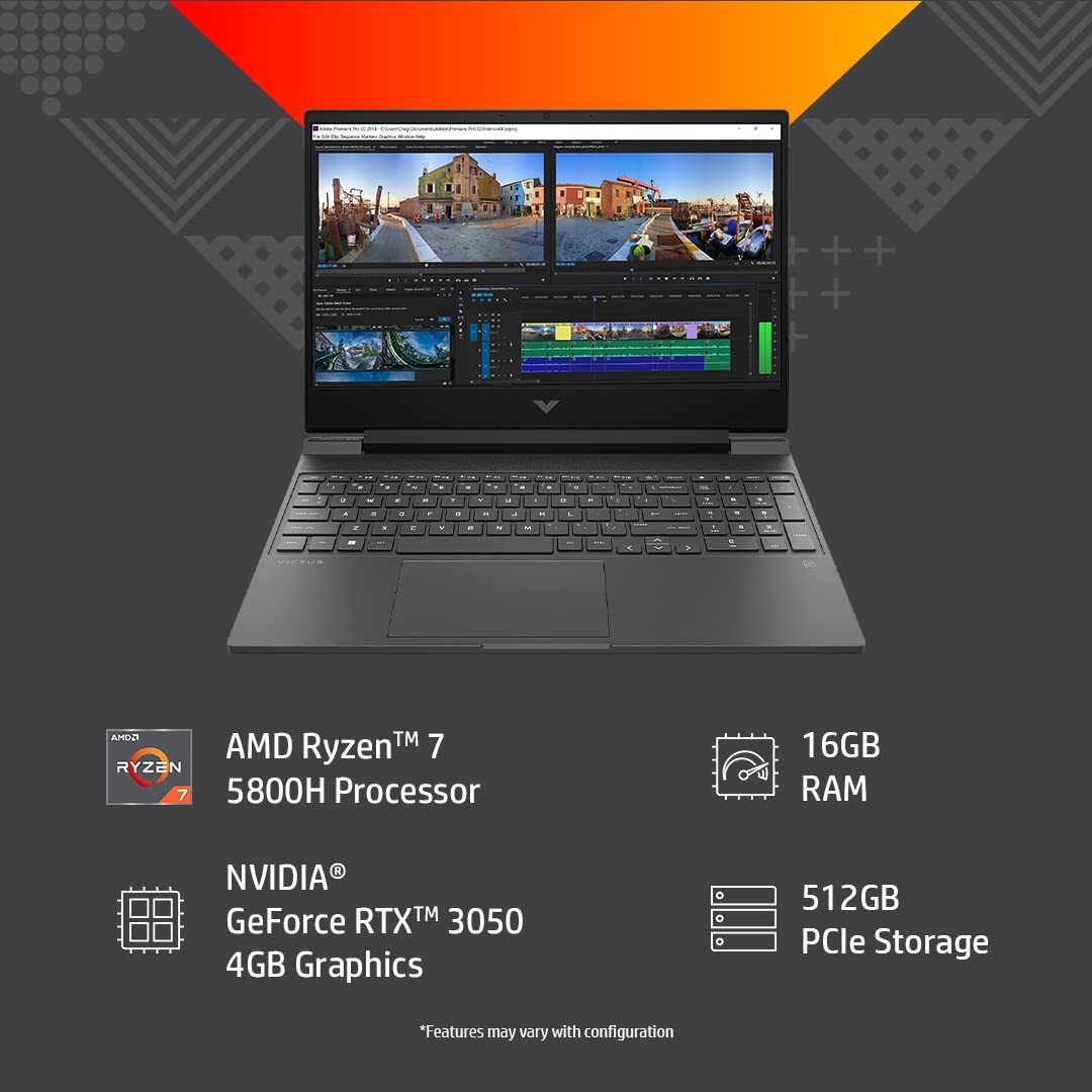 HP Victus AMD Ryzen 7-5800H 15.6 inch(39.6 cm) FHD Gaming Laptop (16GB RAM/512GB SSD/RTX 3050 4GB Graphics/144Hz/9ms Response Time/Win 11/MSO/Backlit KB/B&O Audio/Xbox Pass(30 Day)),15-fb0053AX