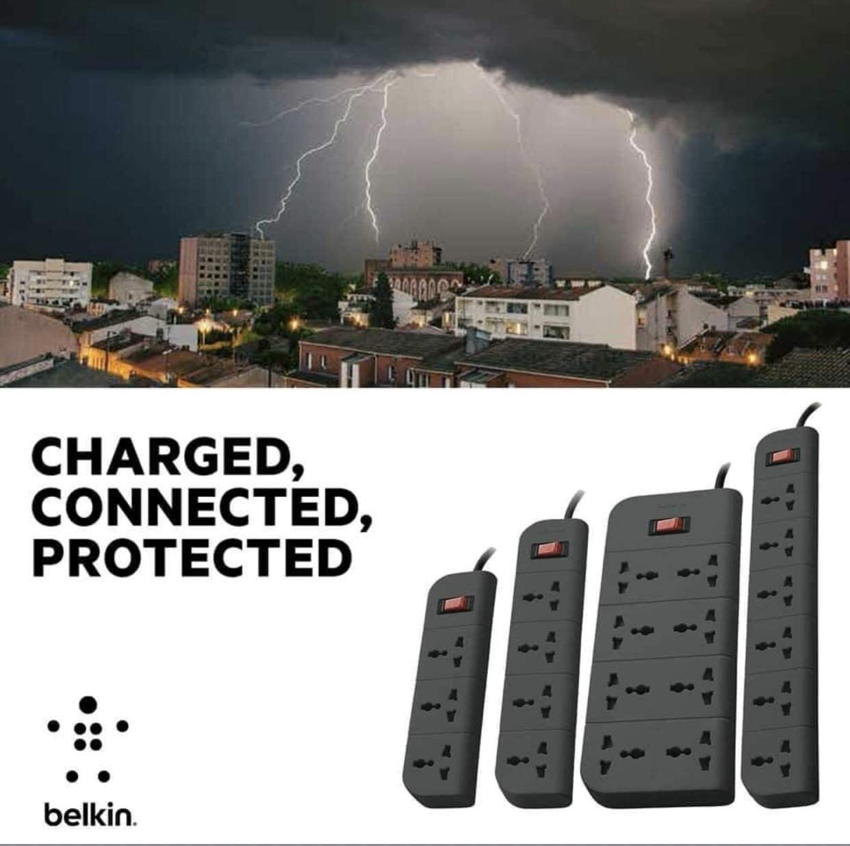 Belkin 6-Socket Surge Protector Universal Socket with 6.5ft (2-Meter) Heavy Duty Cable Overload Protection, Extension Cord Comes with 5 Years Manufacturer Warranty, Grey Color
