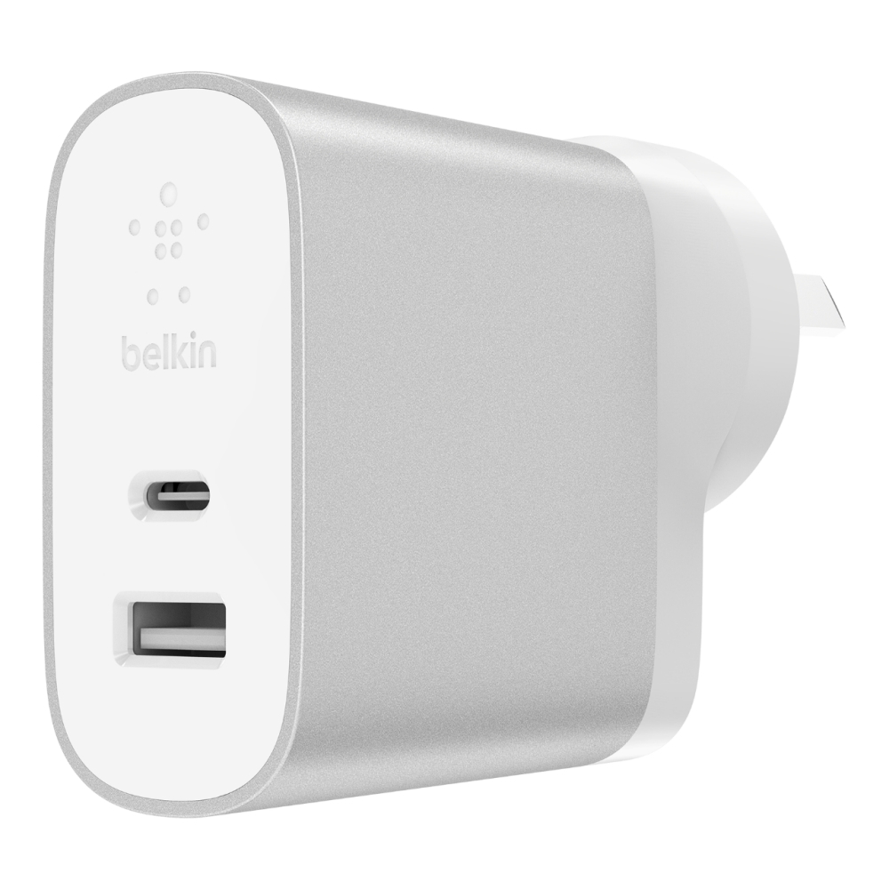 Belkin Dual USB Type-C & USB- A 30W wall charger WHITE-M00000001551