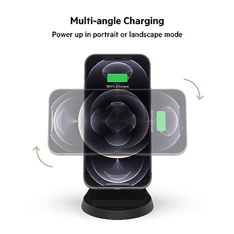 Belkin Magnetic Wireless Charger with Stand Magsafe Compatible for iPhone 13, 13 Pro, 13 Pro Max, 13 Mini, iPhone 12, 12 Pro, 12 Pro Max, 12 Mini, Cellular Phones (Black) - Power Supply Not Included