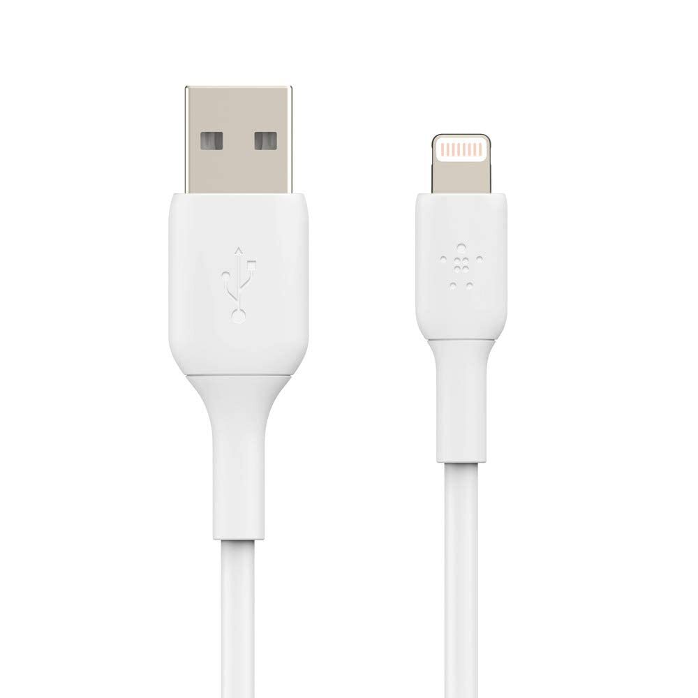 Belkin Apple Certified Lightning to USB Charge and Sync Cable for iPhone, iPad, Air Pods, 9.9 feet (3 meters) – White