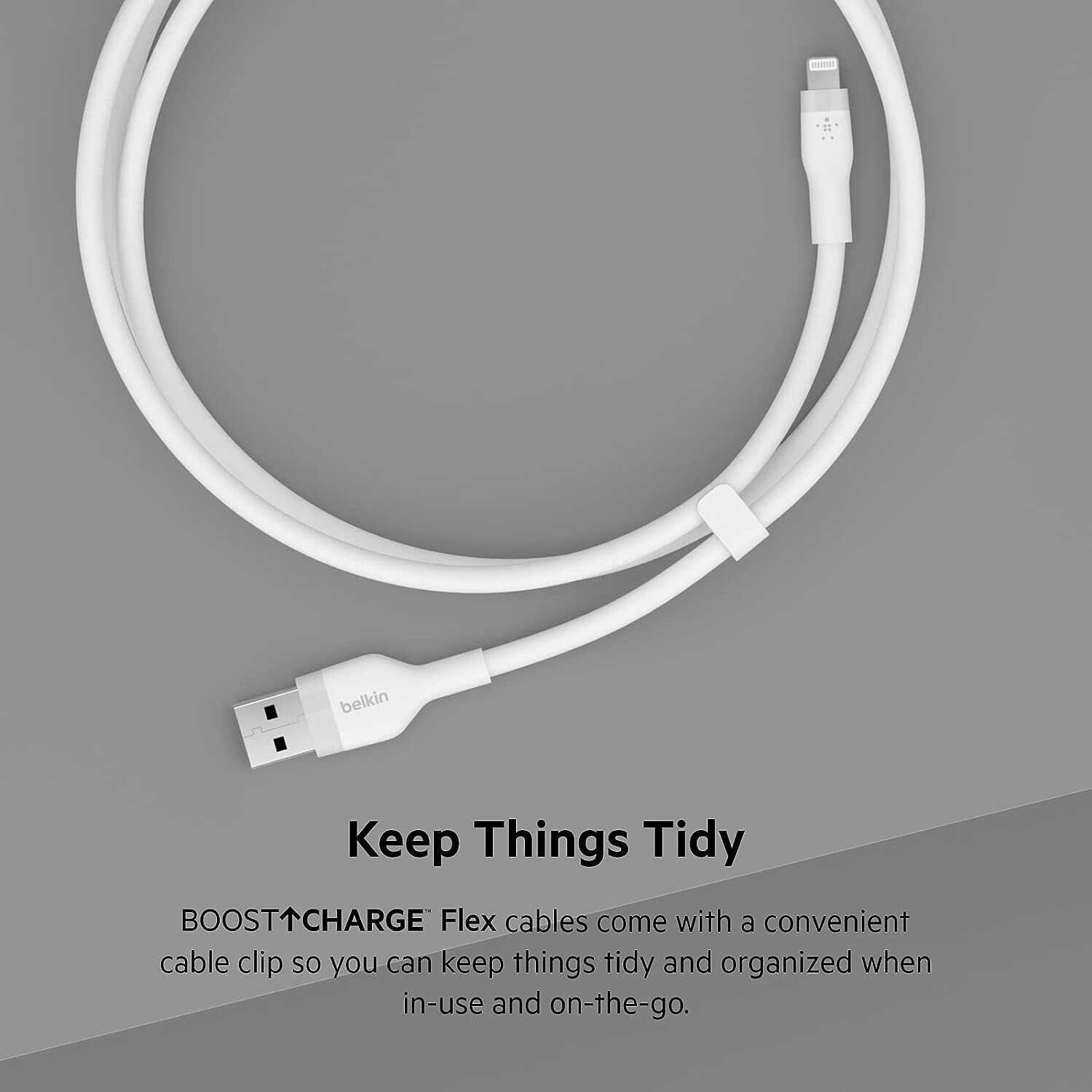 Belkin Apple Certified Lightning to USB Charge and Sync Flexible Silicone Cable for iPhone, iPad, Air Pods, 3.3 feet (1 meters) – White