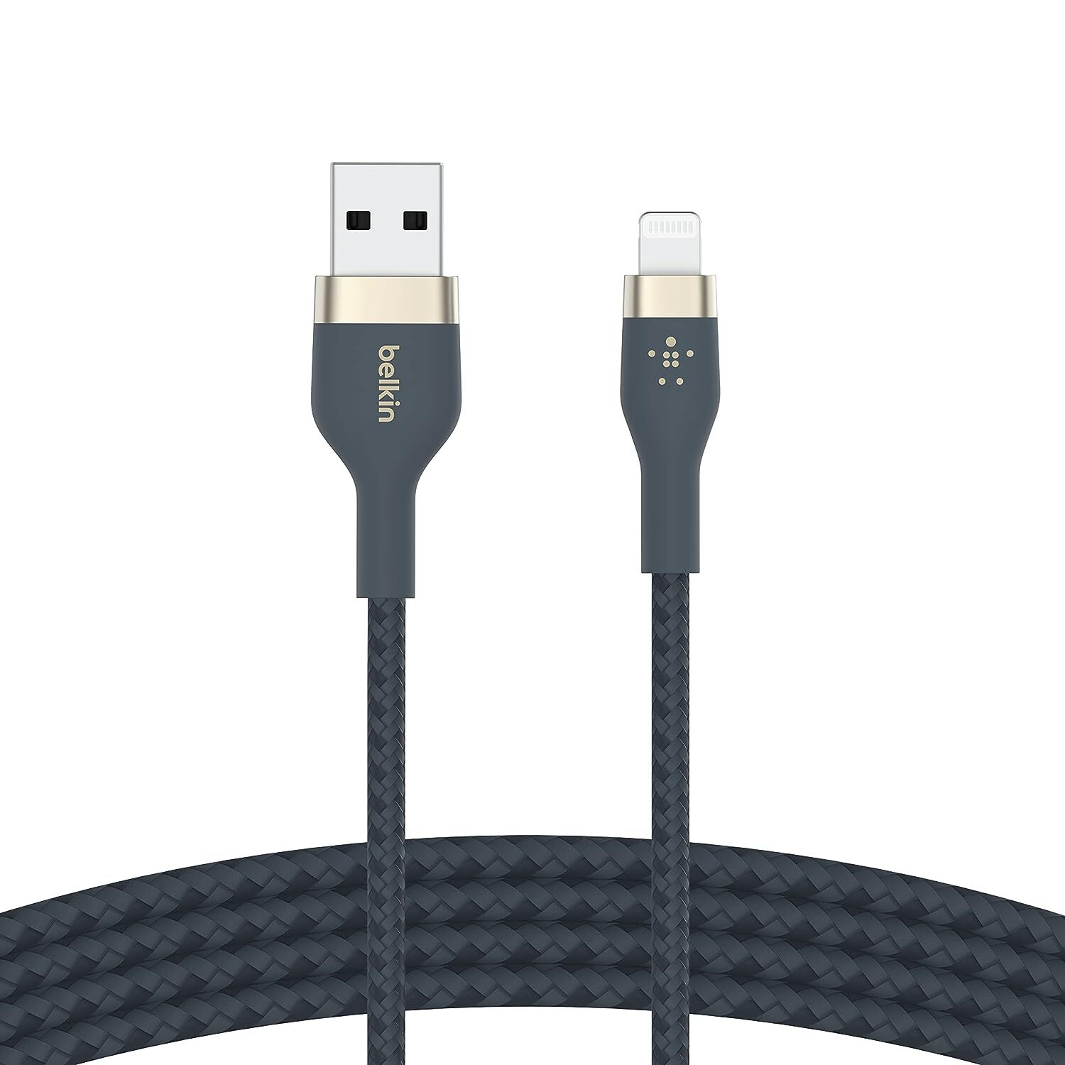 Belkin Apple Certified Lightning To Usb Charge And Sync Flexible Silicone, Double Nylon Braided Cable For Iphone, Ipad, Air Pods, Smartphone 3.3 Feet (1 Meters) Blue