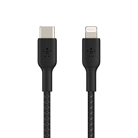 Belkin Apple Certified Lightning to Type C Cable, Tough Unbreakable Braided Fast Charging for iPhone, iPad, Air Pods, 6.6 feet (2 Meters) – Black