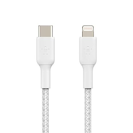 Belkin Apple Certified Lightning to Type C Cable, Tough Unbreakable Braided Fast Charging for iPhone, iPad, Air Pods, 6.6 feet (2 Meters) – White