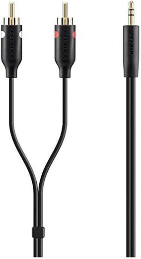 Belkin F3Y116BT2M 2-Meter Stereo to RCA Portable Audio Cable for Smartphone (Black/Gold) - Black